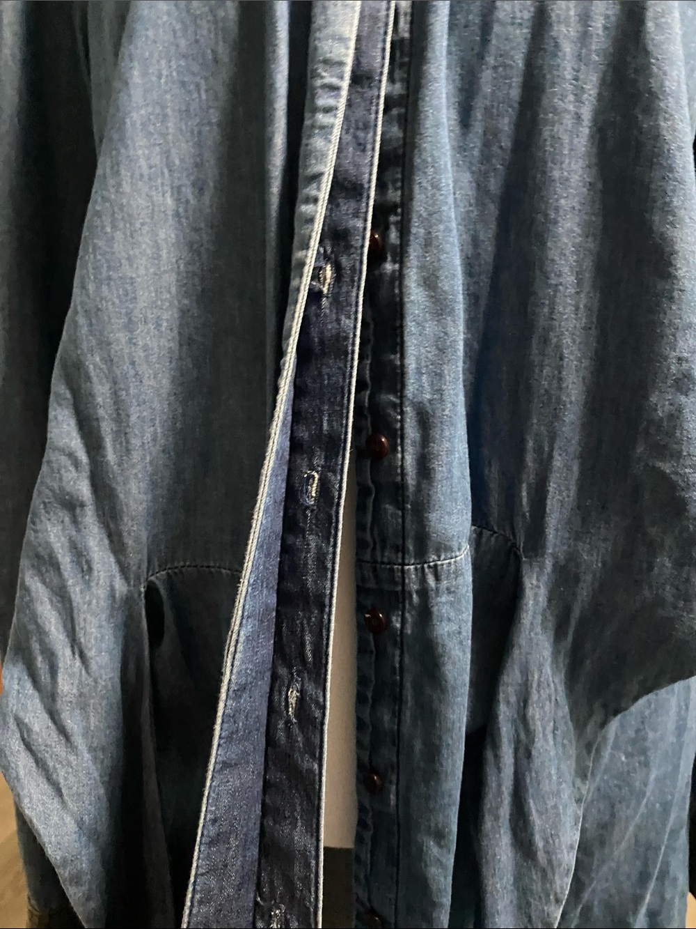 BAILEY/44 Super Soft Denim Tie-Waist Shirt Dress - Blue Size Large! - Picture 9 of 11
